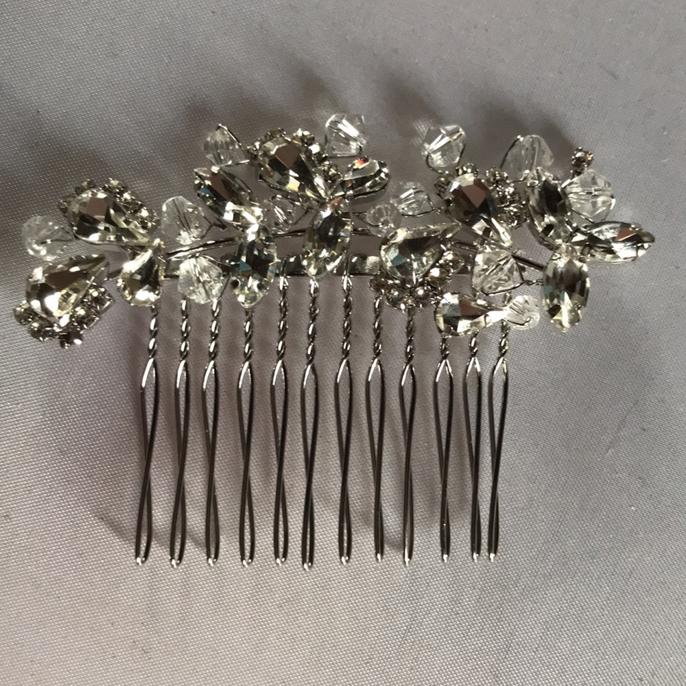 New! Set Crystal Floral Hair Jewelry - Picture 3 of 7
